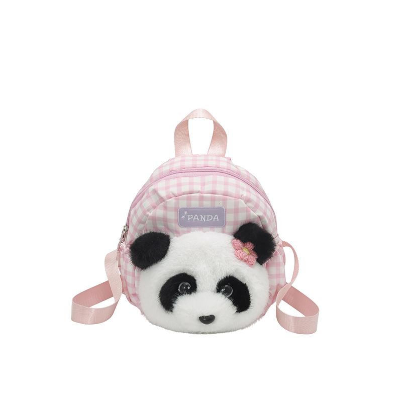 Schoolbag1011 New Red Panda Double Shoulder Schoolbag Kindergarten Boys and Girls Baby Cute Children's Backpack Parent-child Bag