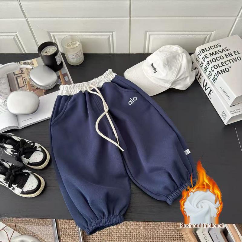 Unisex spodnie dresowe z polarową podszewką dla dzieci: Swobodne spodnie dresowe w stylu koreańskim na jesień i zimę