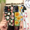 Lanyard Anti-knock Phone Case For TCL 40SE/T610K Dirt-resistant Flower Silicone Protective Ring Oil Painting Shockproof