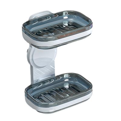 Adhesive Soap Dish Organizers Single/Double Layer Bathroom Wall Mount Storage Waterproof NonSlip for Shower Sink
