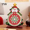 Creative Christmas Gift DIY Rhinestone Painting Countdown Calendar, 25 Days Rotating Winter Wonderland Decor Tree Advent Wooden Tabletop Ornament for