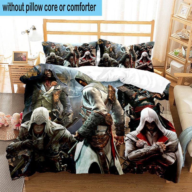 1PC Assass Warrior 3pcs Bedding,Including 1pc Duvet Cover And 2pcs Pillowcases Perfect for Christmas,Ideal for Bedroom, Dormitory