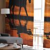 Western Cowboy Sunset Character Silhouette Tulle Curtains For Living Room Decoration Modern Chiffon Sheer Voile Kitchen Curtain