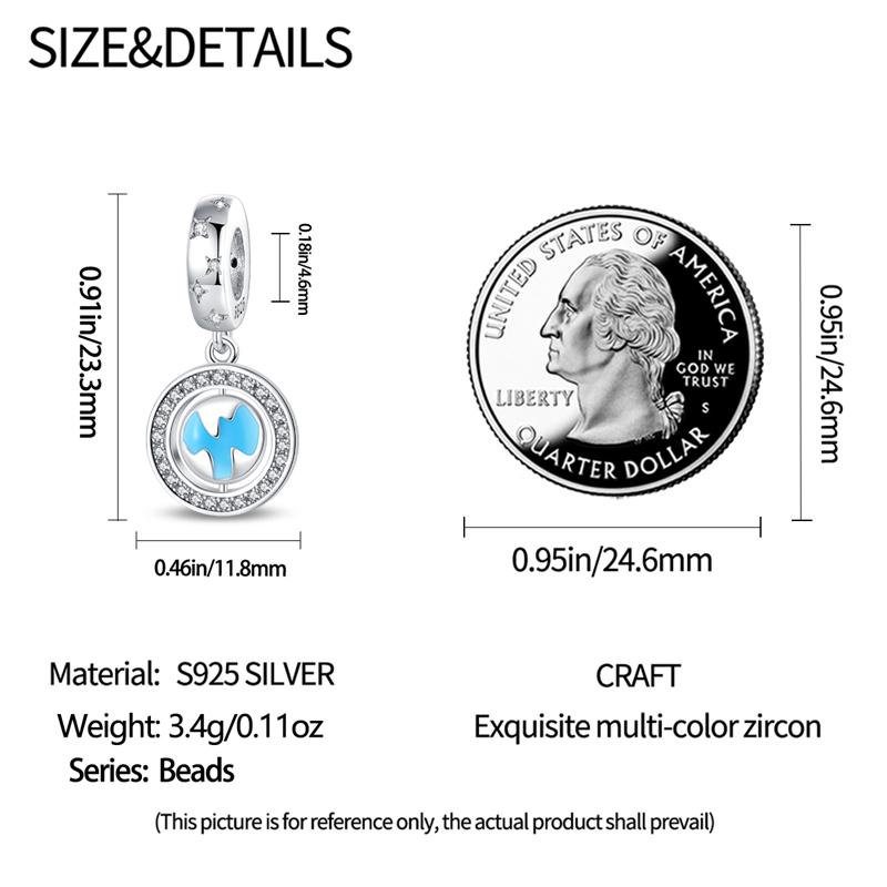 Authentic Original Copper Metal Charm Bead Components Luxury Blue Earth Pendant Bead Component White Zircon Bead Components Compatible With Bracelet