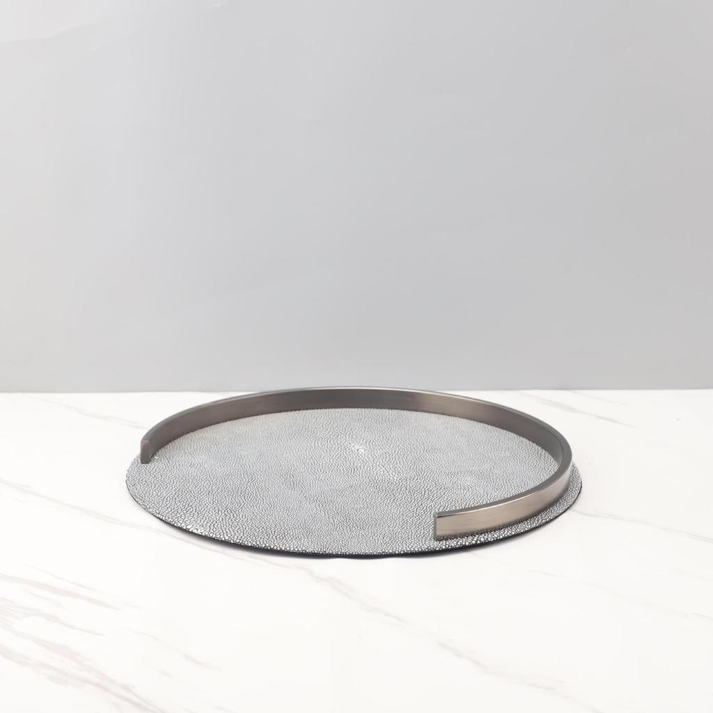 European Metal & Leather Storage Tray for Home Decor