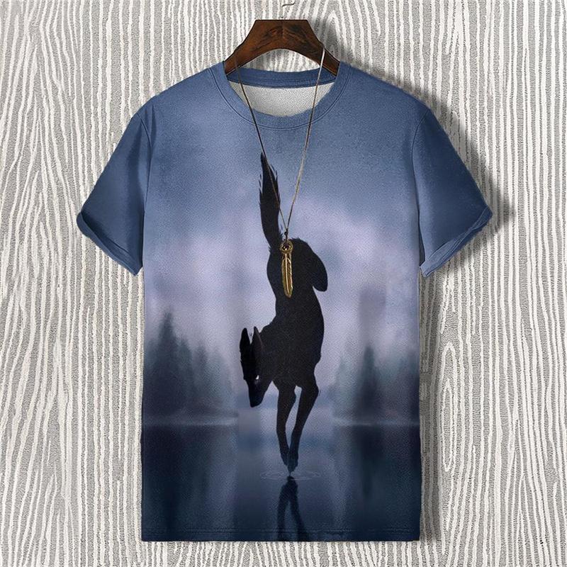Summer Demon Antlers 3D Print T-Shirts Streetwear Men FashionCasual Oversized O-Neck Short Sleeved T Shirt Tees Tops Clothing