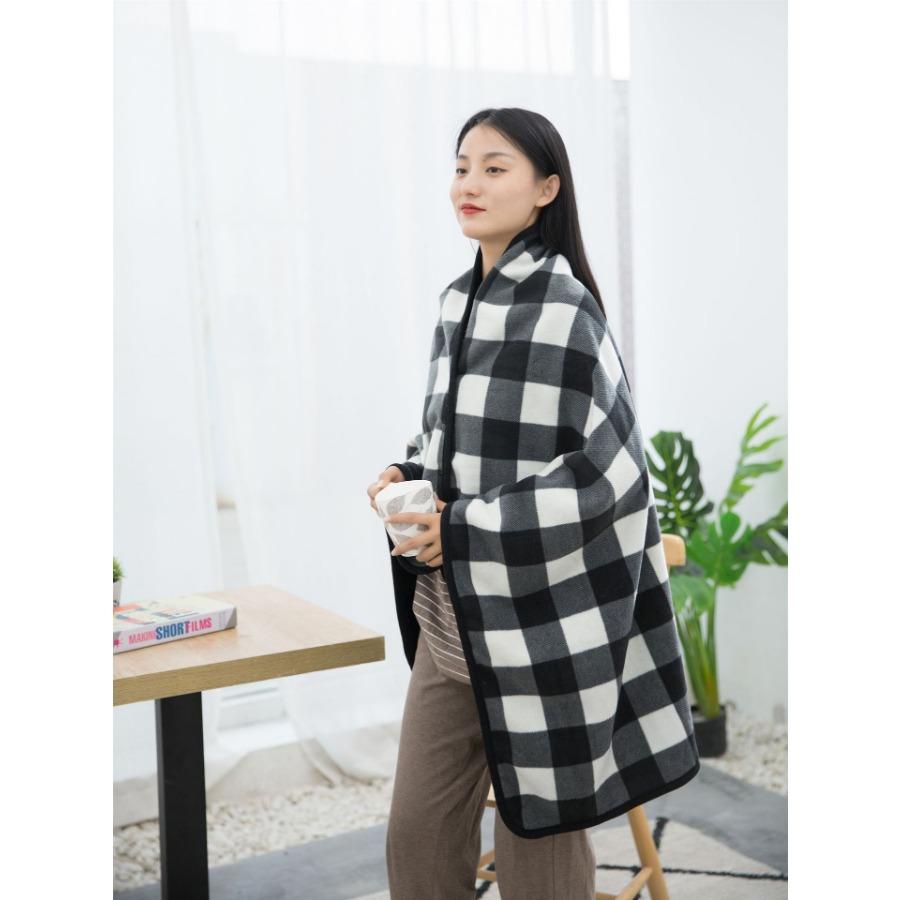 

Махровое одеяло на кнопках Одеяло для офиса Шаль Клетчатая шаль Утолщенная накидка 100x140cm