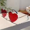 Cute Heart Shape Sunglasses Fashion Vintage Rimless Solid Color Shades Women Retro Trendy Brand Design Beach Sun Glasses