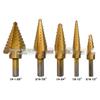 5-Piece Imperial Step Drill Set, TiN Coated, Triangle Shank, Straight Flute, with Aluminum Box