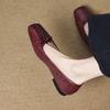 Bow square head flat heel new Chinese light mouth single shoes spring new not tired feet grandma shoes