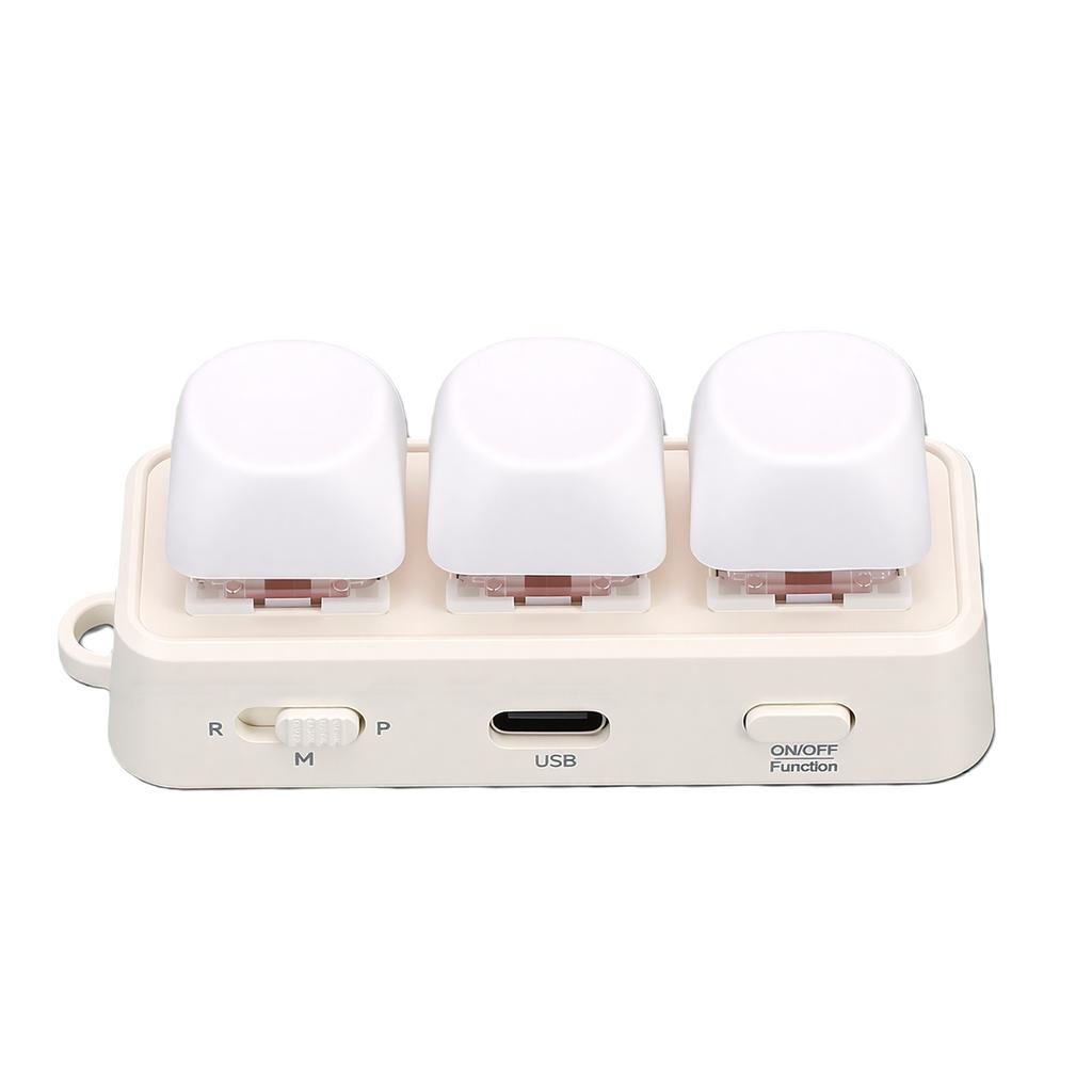3 Key Keypad Bluetooth USB Programmable RGB Backlit 3 Key Macro Mechanical Keyboard for DIY Gaming Working White