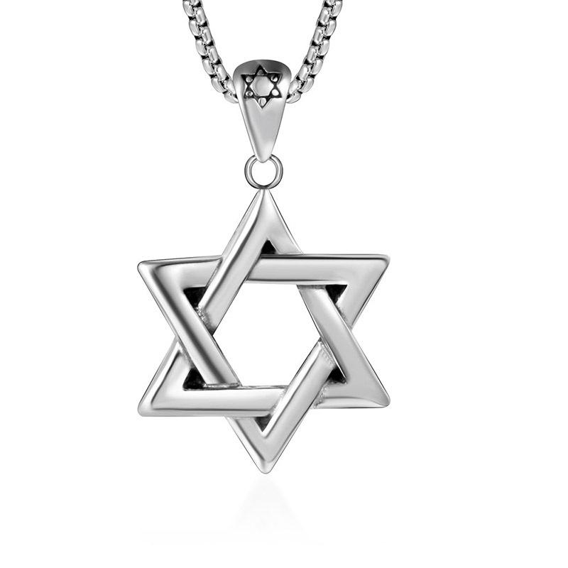2026 Personalized Retro Hollow Six-pointed Star Men s Necklace Fashion Pendant 3MM+60CM