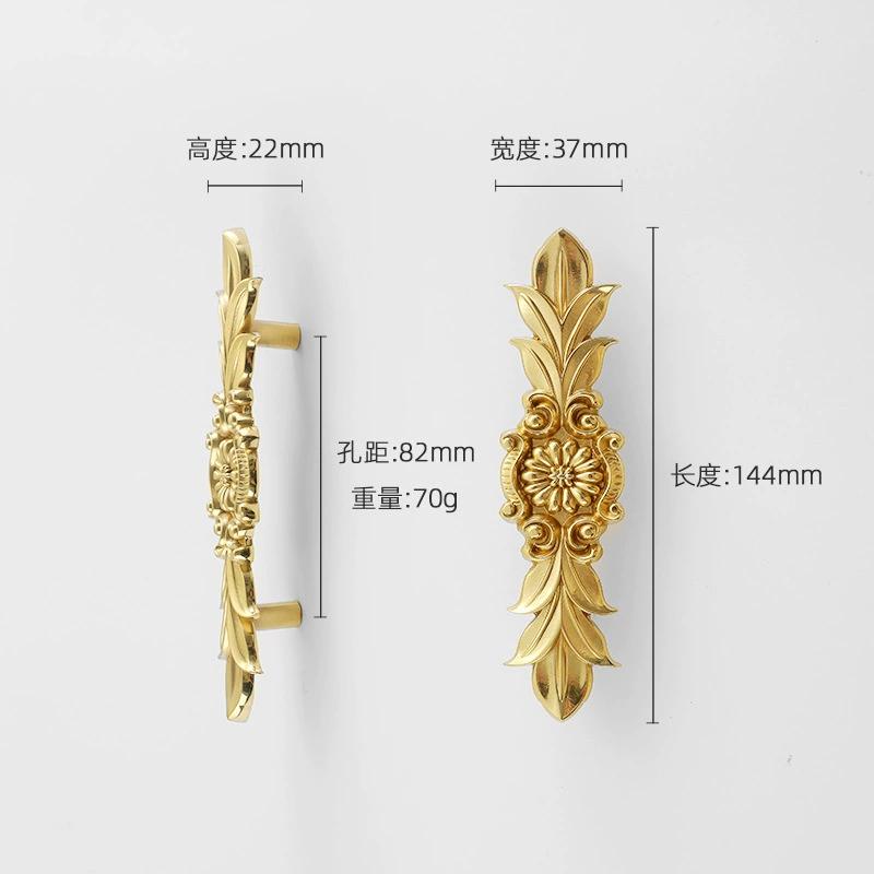 Brass French Drawer Vintage European Kitchen Cabinet Handles and Pulls Pure Copper Bedroom WardrobeFurniture Handle Hardware