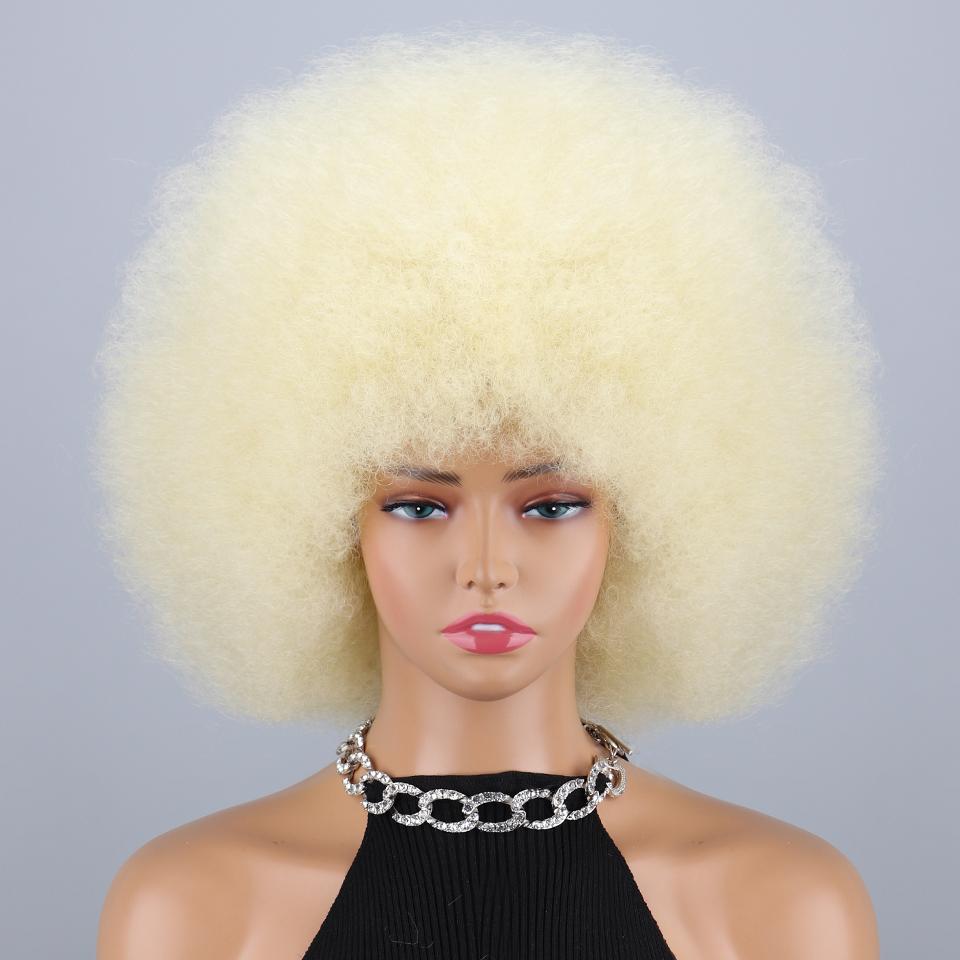 MISSQUEEN Duhová kudrnatá afro paruka pro děti Ženy Kudrnatá afro paruka ze syntetického vlákna Cosplay Denní nošení Kinky Curly Paruka