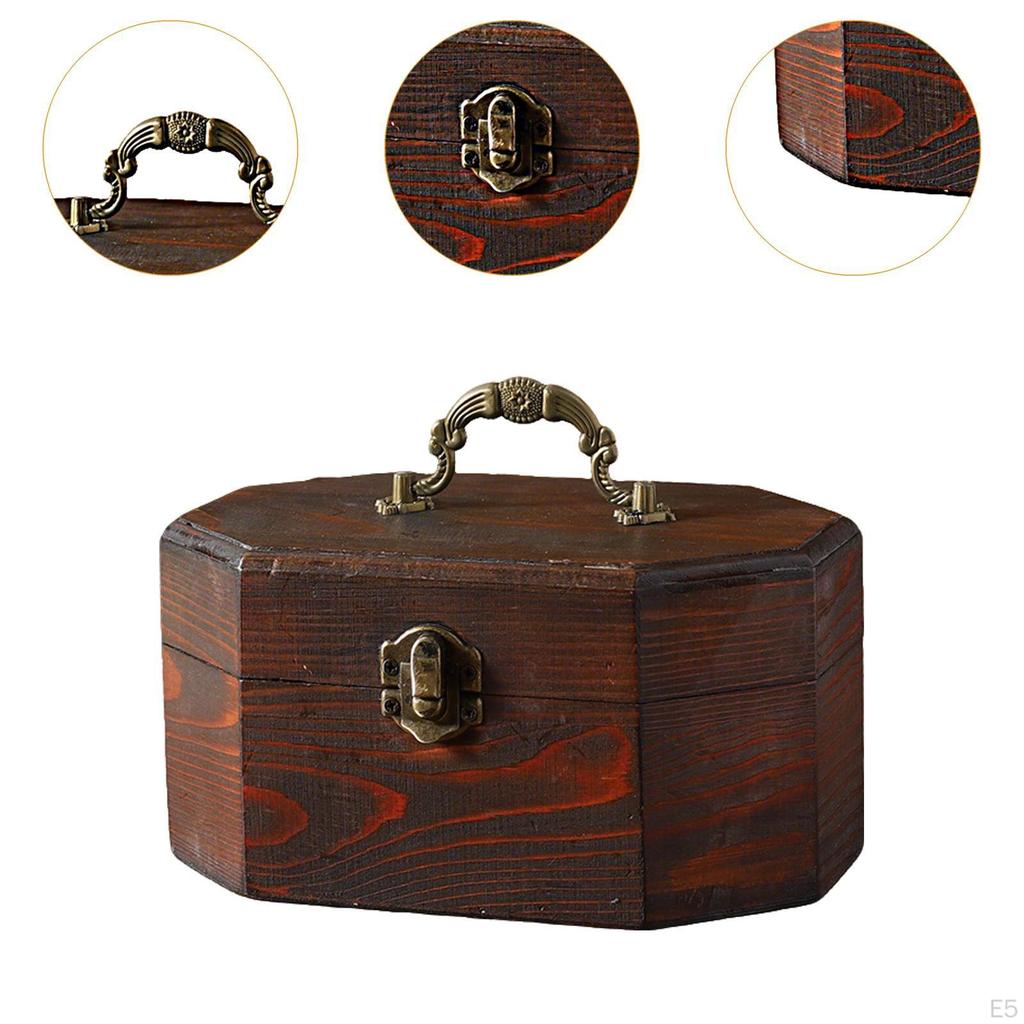 Jewelry Trinket Box Holder Display Brooch Ornament Storage Wooden Treasure Chest for Party Supplies