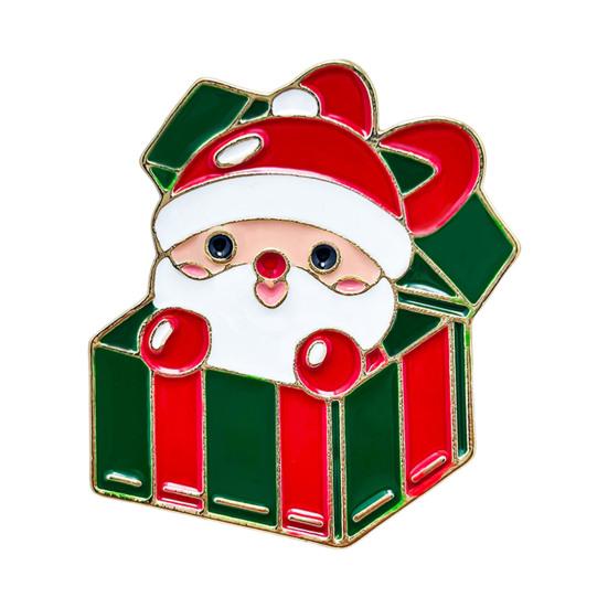Zinc Alloy Santa Claus Brooch Enamel Cartoon Father Christmas Pin Sweater Coat Backpack Decoration Clothing Accessories Festival Holiday Gift