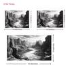 2D Schwarz-Weiß Fluss Schlucht Kulisse Bleistiftzeichnung Stil Fotografie Hintergrundtuch