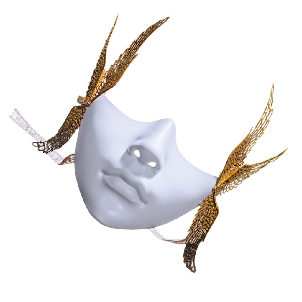 Halloween Mask with Wing Half Face Mask Mechanical Mask For Women Men Halloween Masquerade Halloween Cosplay Accessories