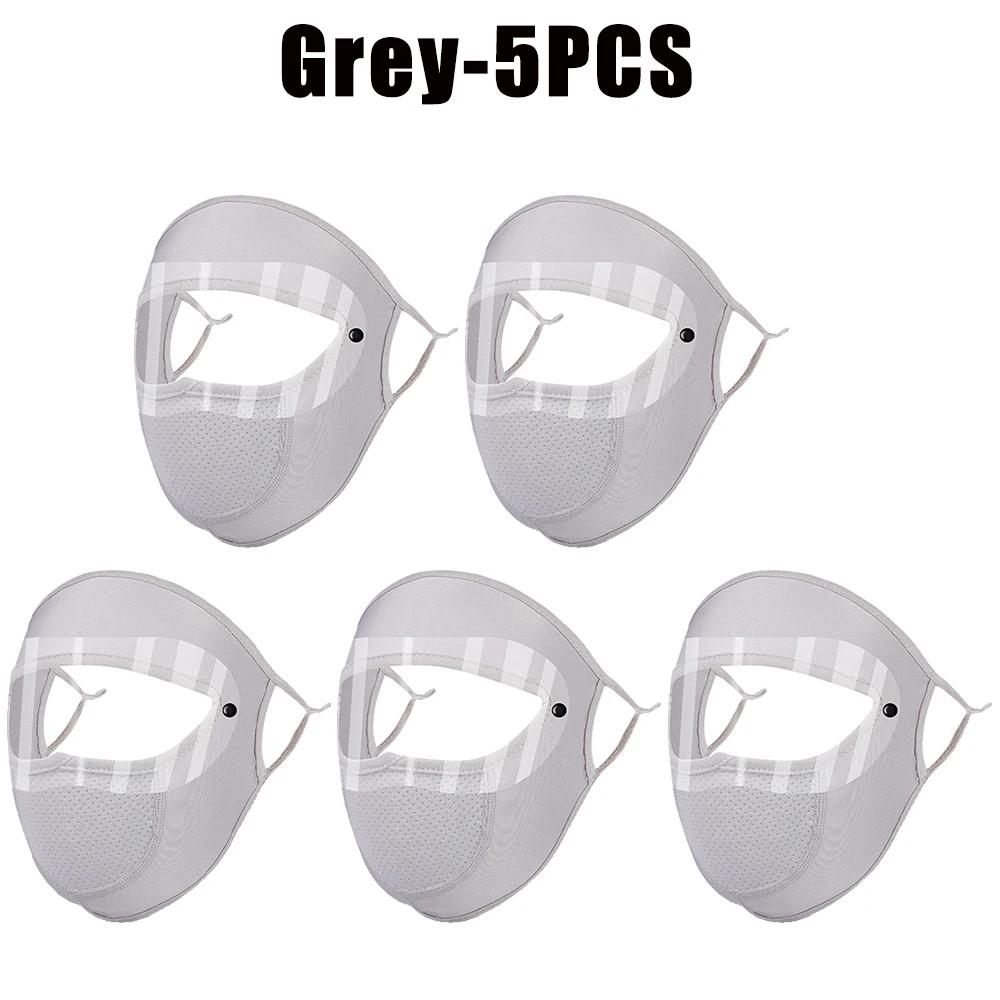 UV Protection Black White Double Lenses Full Face Sunscreen Mask Cool Breathable Thin Ice Silk Mask Outdoor Riding Goggles Mask