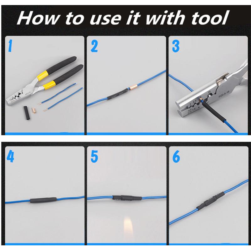 210 szt. miedzianych przewodów łączących 3:1 narzędzie do zaciskania i klejenia rurek termokurczliwych o podwójnej ściance