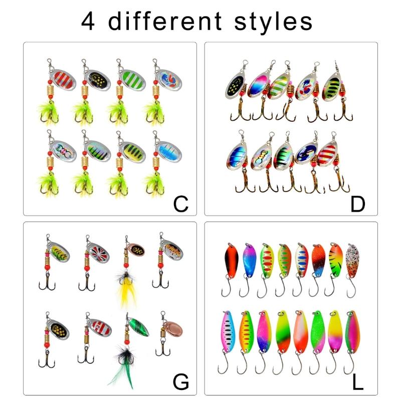 16Pcs Colorful Metal Spinner Baits Set Trout Fishing Lures Sequins Baits  with Hook Hard Metal Baits Crankbaits Endurin