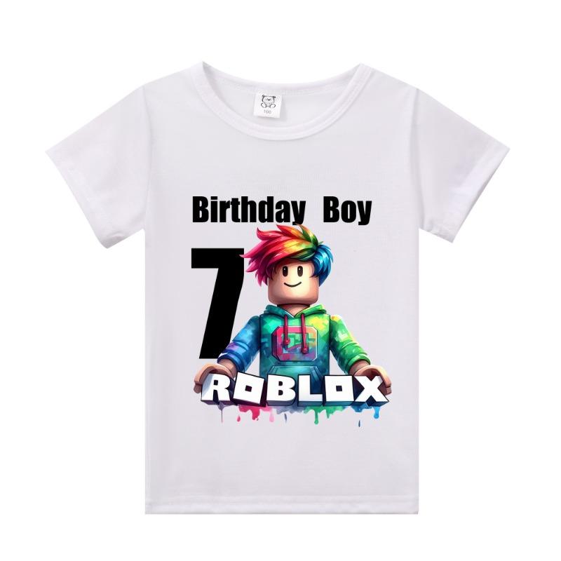 Neue Roblox Kinder T-Shirts Cartoon Geburtstag Zahl Grafik T-Shirts Jungen Mädchen Freizeit Kurzarm Oberteile Sommer Kinderkleidung