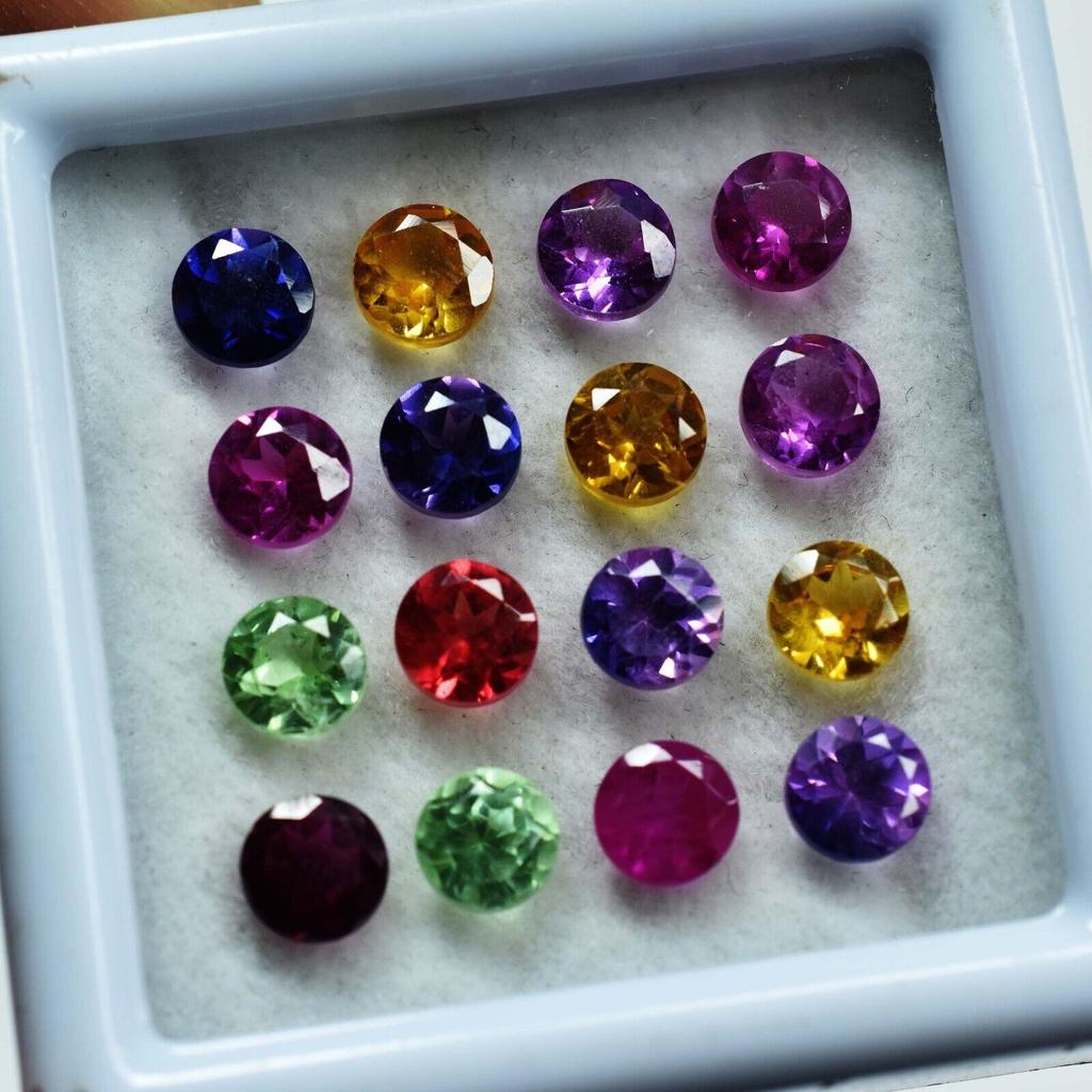40 Pcs Sapphire Mix Color   Gemstone Lot 4 MM Round Mix Color Sapphire