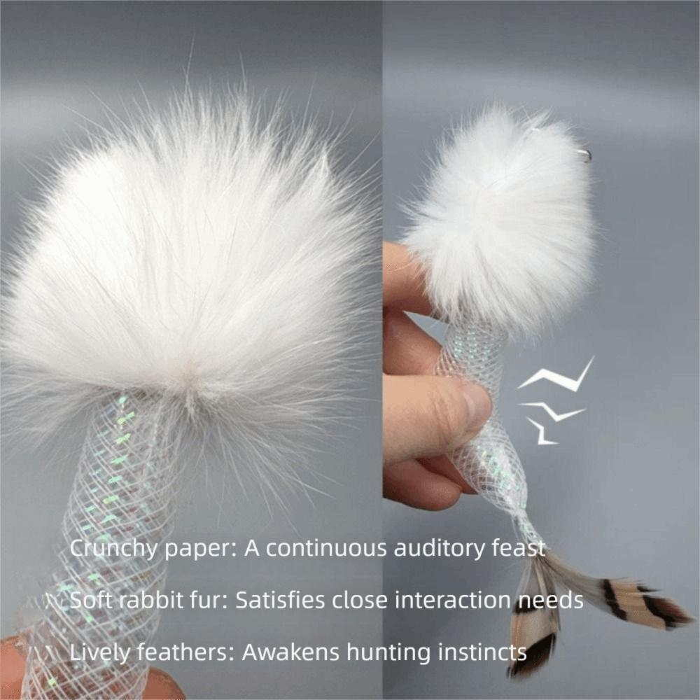 2 Pieces Bite Resistant Cat Teaser Stick Replacement Head Polyester with Sound Interactive Cat Toys Mermaid Shape