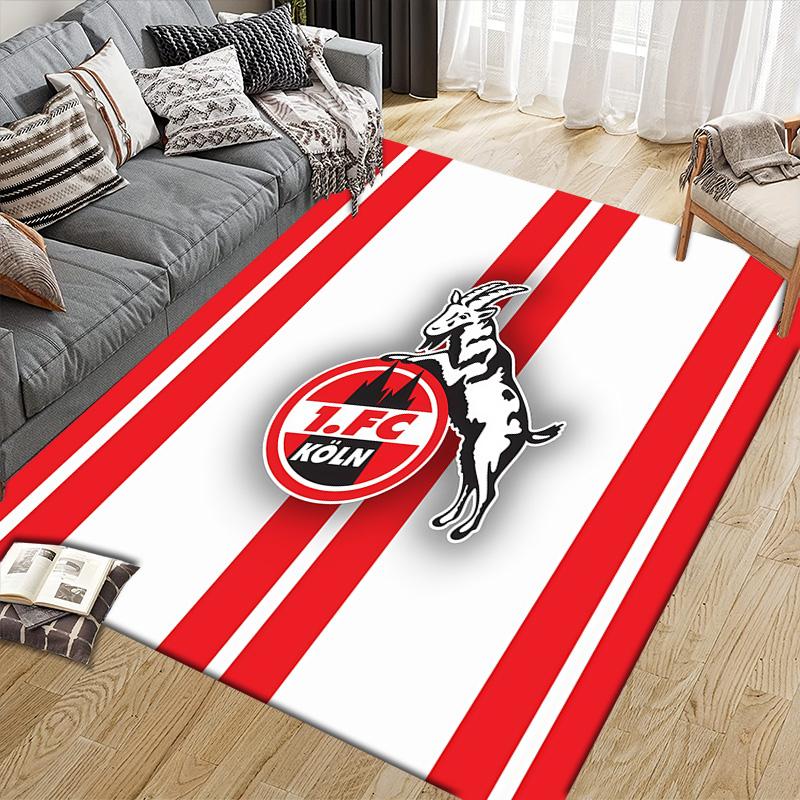 1. Tappeto Quadrato a Fantasia Flanella FC Köln, Tappeto da Area, Tappeto per Soggiorno Camera da Letto Divano Sala Giochi Decorazione, Tappetino Antiscivolo
