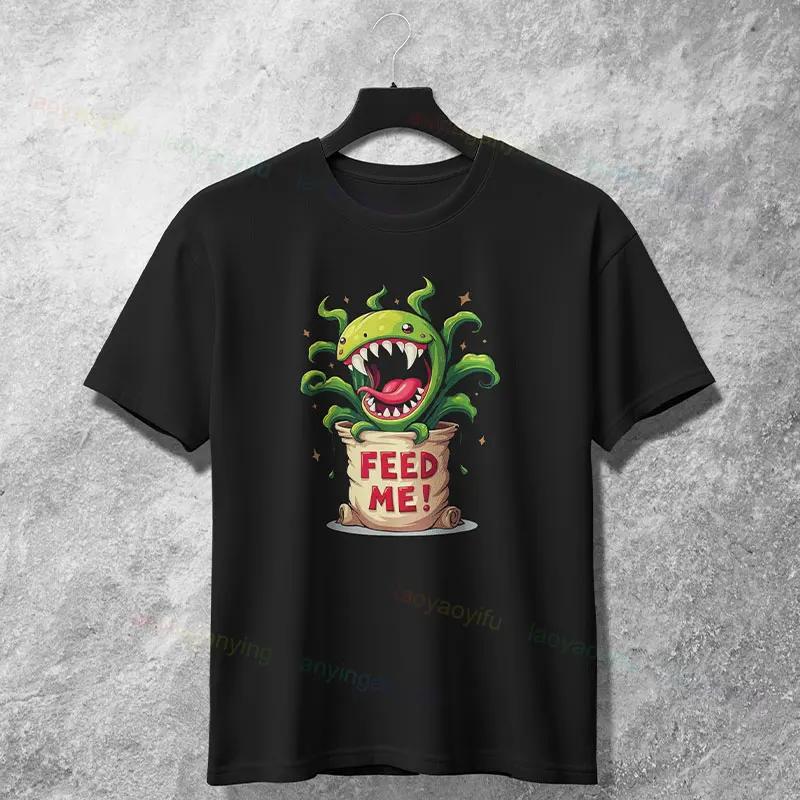 Feed Me Venus Flytrap Carnivorous Plant Funny Graphic Tee Cotton Round Neck Casual TShirt for Unisex S