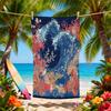 Japanese Wave Ocean Beach Towel Vintage Nautical Coral Print Microfiber Quick Dry Oversized Beach Blanket for Summer Pool