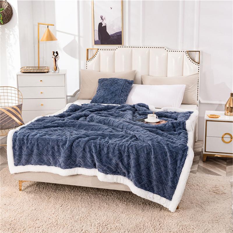 2026 New Fleece Plaid Blanket Thick Wool Blankets Duvet Cover Double Sided Sofa Bed Cover Soft Warm Winter Throw Bedspread Blanket Bedding