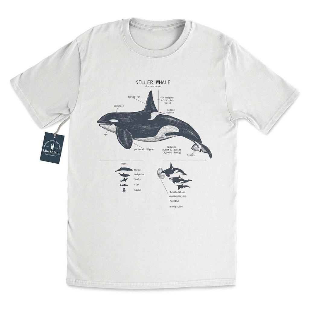 Killerwal Anatomie T-Shirt - Handgezeichnetes Orca-Design, Siebdruck auf weichem