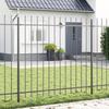 vidaXL Garden Fence with Grey Spear Points 5.1x1.5 M Steel 3334052