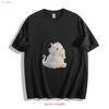 Cute Cartoon White Dragon T Shirt Vintage Washed Soft Stylish Comfortable Graphic Designer Clothes Versatile Stretched