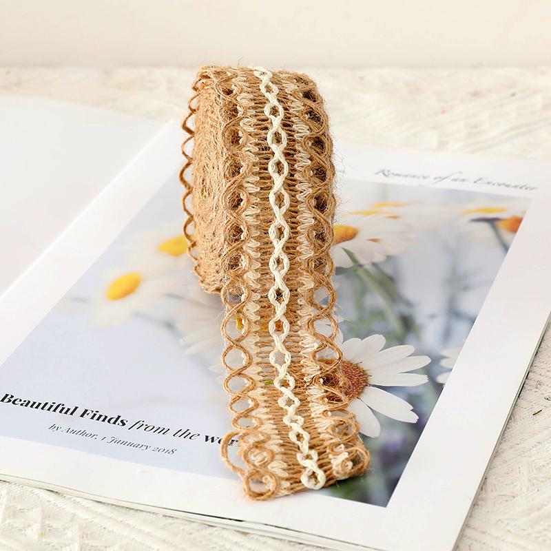 1Pc Retro Decoration Environment Protection Hemp Woven Ribbon Natural Handmade Materials DIY Gift Bow Floral Bouquet Decoration