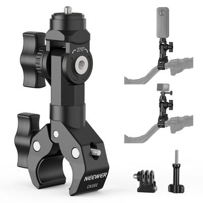 Neewer Bike Handlebar Clamp Mount Action Camera Mount Compatible Heavy Duty Clip Holder Rotation Tilt Pin Adapter Included Compatible with POV Video