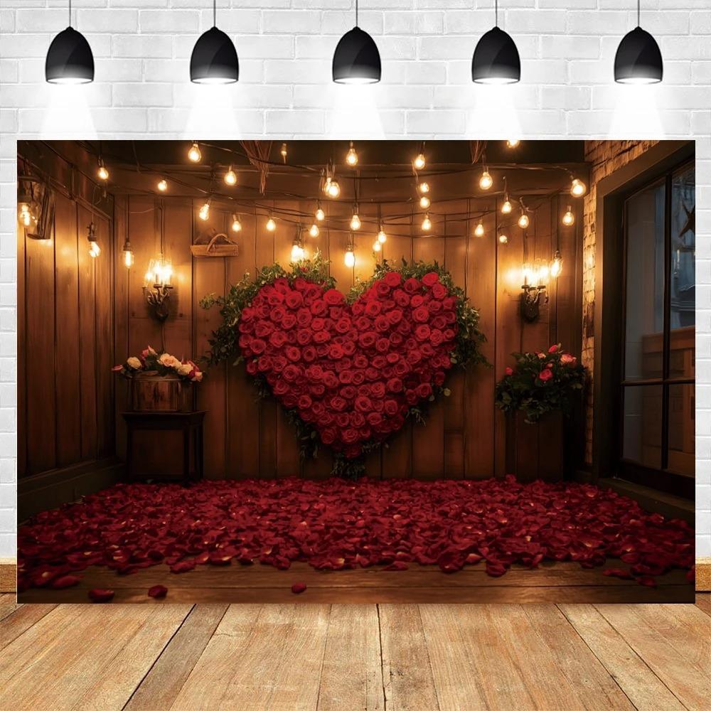 Romantic Valentine's Day Red Rose Love Candle Photography Banner Background, Indoor Scene Couple Photo Shooting Studio Backdrop