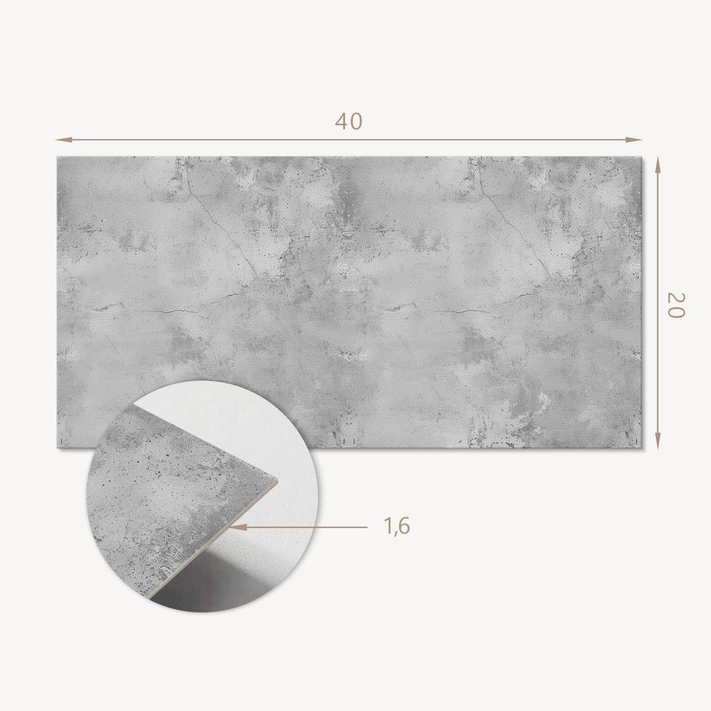 Kafelki Z Nadrukiem Samoprzylepne Winylowe Tekstura Betonu Z Rysami 10X40X20 Cm