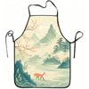 1pc Fox And Mountain Landscape Art Print Apron, Durable And Easy To Clean, Adjustable Waistband, Polyester Material, for Kitchen Cooking, Gardening, O