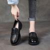 Leather retro one-pedal lazy shoes women's thick heel single shoes new small leather shoes flat bottom