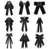 Vintage Ribbon Bowtie Brooch Pin for Women Wedding Pretied Necktie Clip Crystal Rhinestones Bowknot Shirt Jabot Collar