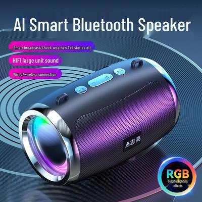 AI-Powered Portable Bluetooth Speaker with Color Light & Subwoofer for Indoor/Outdoor Use