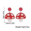 Red Cute Acrylic Mushroom Earrings Colorful Exaggerated Drop Earrings for Women Party Wear Thanksgiving Gift for Friends