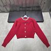 Xiangjia 2025 Autumn/Winter Rhinestone Collar Cardigan: Versatile Single-Breasted Knit Short Top