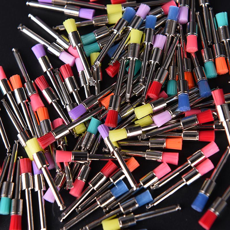 100Pcs Dental Polisher Nylon Latch Flat Brushes Polishing Prophy Brush