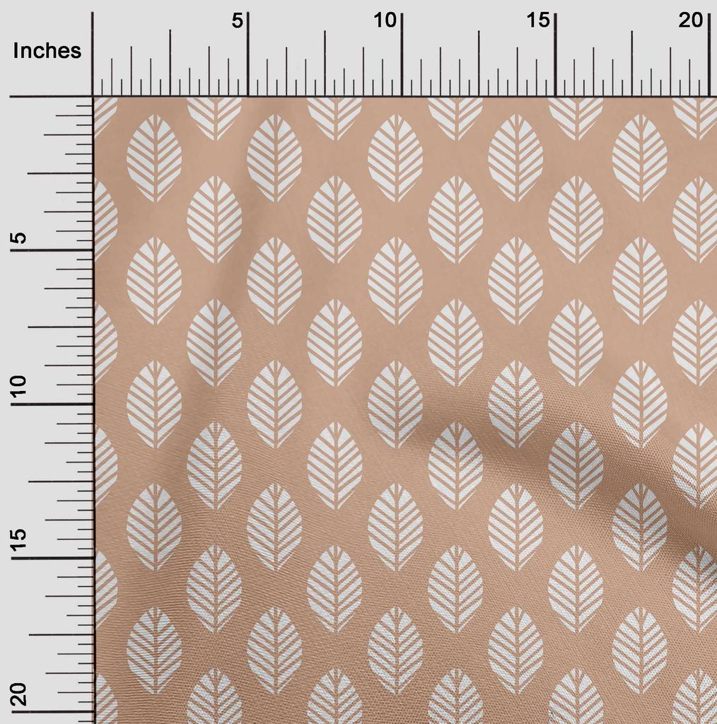 oneOone Cotton Flex Dark Beige Fabric Asian Leaf Block Fabric For Sewing Printed Craft Fabric By The Yard 40 Inch