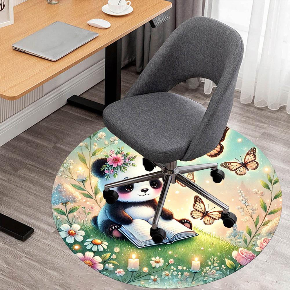 

1pc panda butterfly Round Chair mat Area Rug - Non-Slip, Floor Mat for Office, Bedroom, and Indoor Decor -1002070 80cm by 80cm
