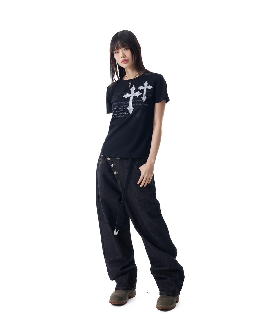 AAKAM Laced Cros2 Patch Half Top (Black)