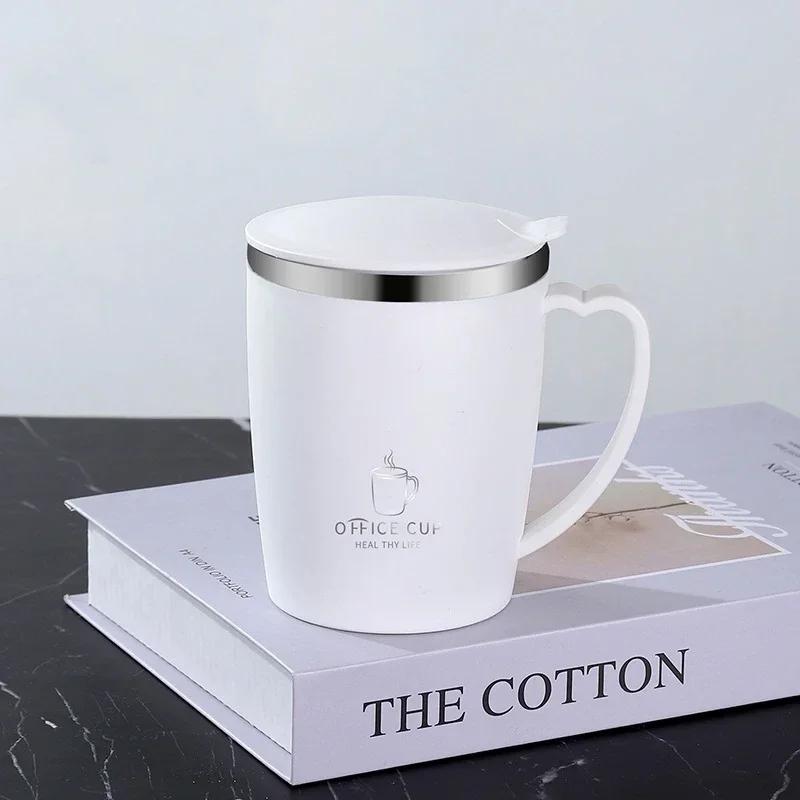 

350 мл термокружка-стаканчик с термоизоляцией для путешествий на открытом воздухе, кофейная чашка из нержавеющей стали с двойными стенками, ручкой и крышкой 350ML белый